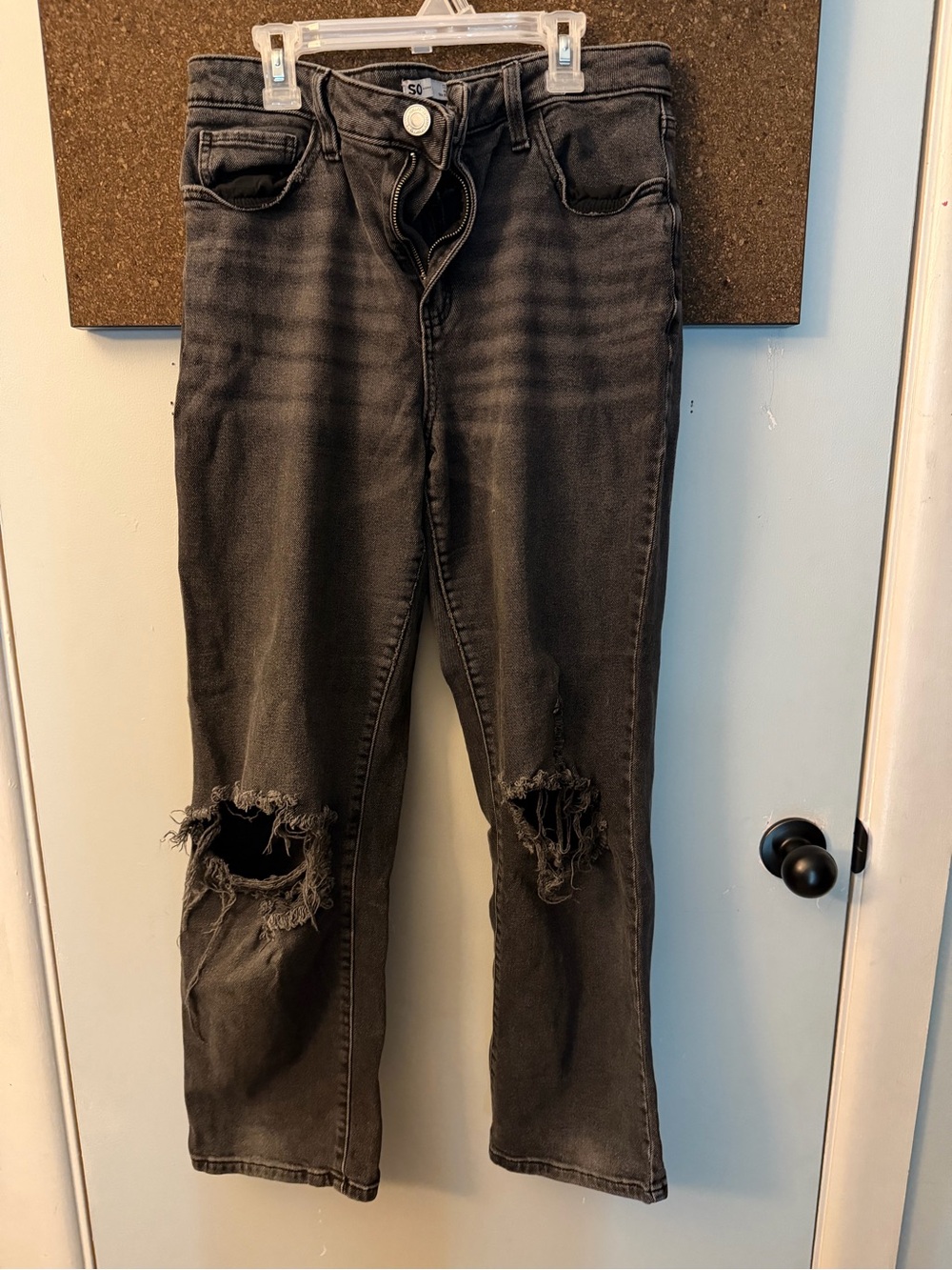 SO Black Distressed High Rise 90s Straight Leg Jeans
